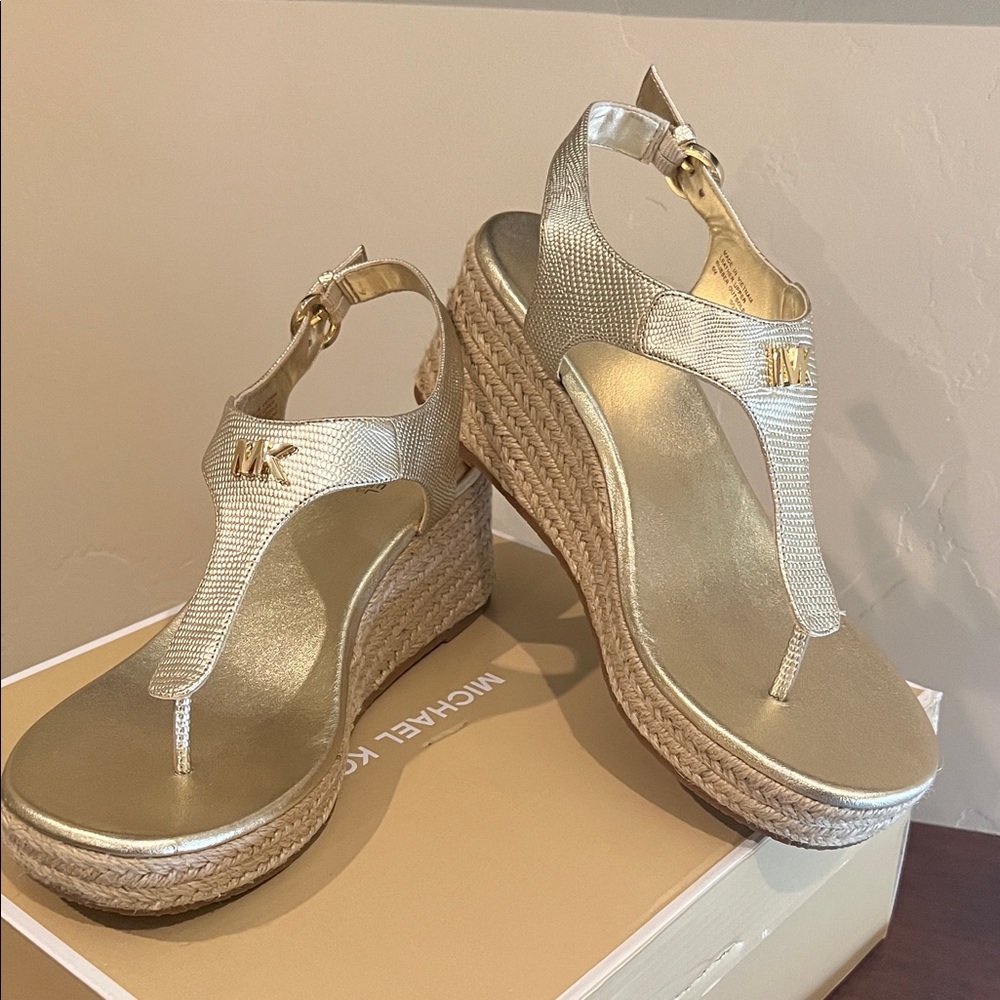 Michael Kors Metallic Gold Wedge Sandals